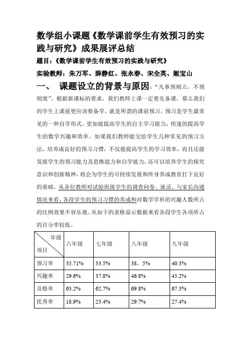 数学组小课题-总结