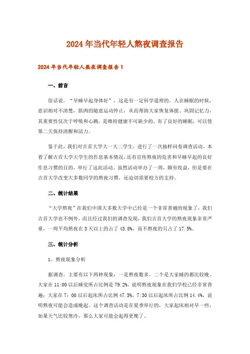 2024年当代年轻人熬夜调查报告