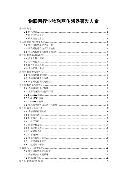 物联网行业物联网传感器研发方案