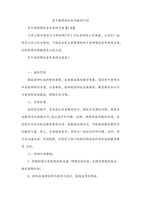 骨干教师帮扶青年教师计划