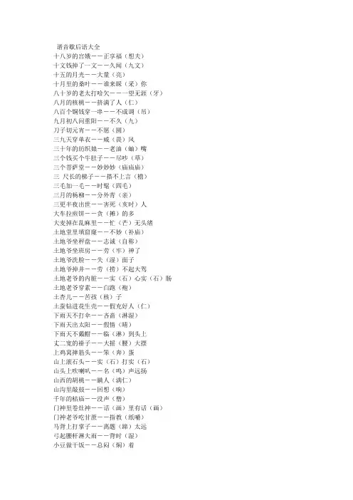 谐音歇后语大全