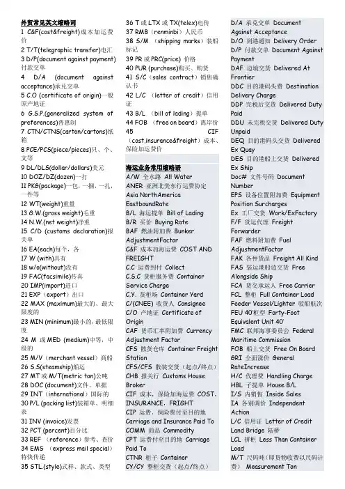 外贸常见英文缩略词