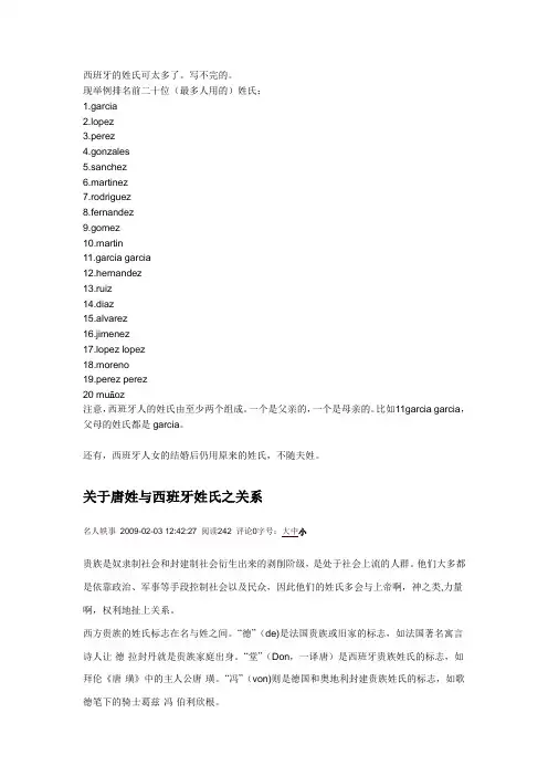 西班牙姓氏