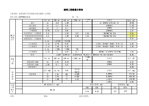 涵洞计算表(2010年4月30日重算)【工程量计算表(路基、路面、排水)】