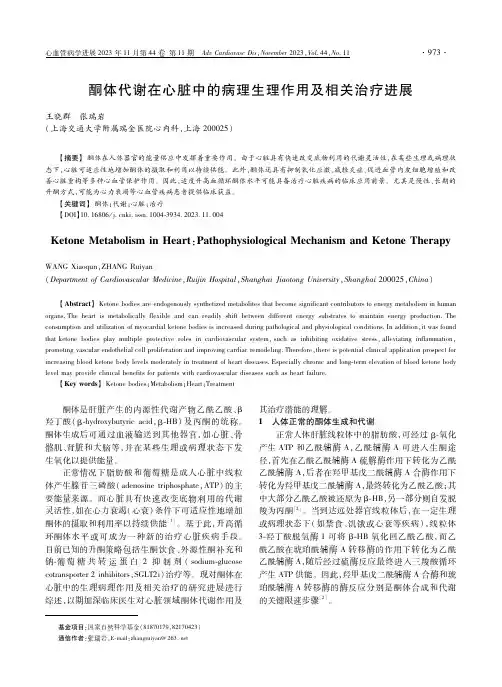 酮体代谢在心脏中的病理生理作用及相关治疗进展