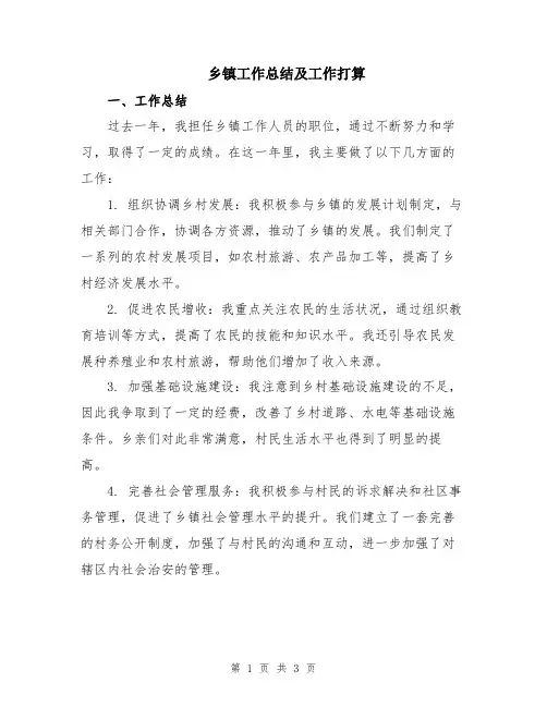 乡镇工作总结及工作打算