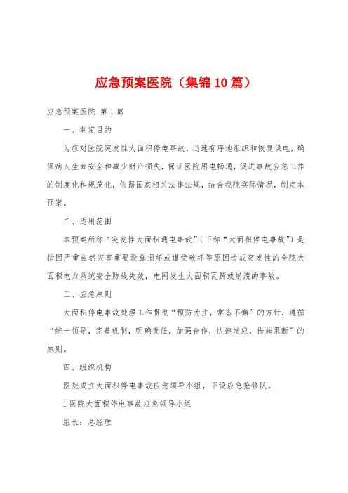 应急预案医院(集锦10篇)