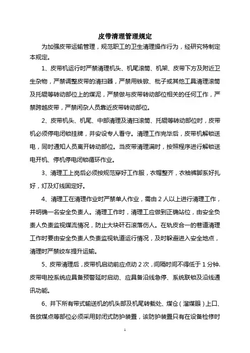 皮带清理规定