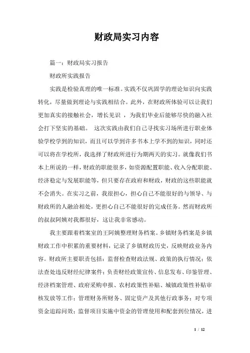 财政局实习内容