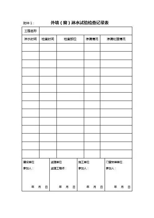 外墙(窗)淋水试验检查记录表