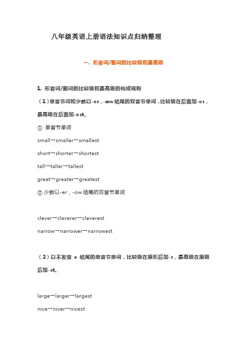 八年级英语上册语法知识点归纳整理