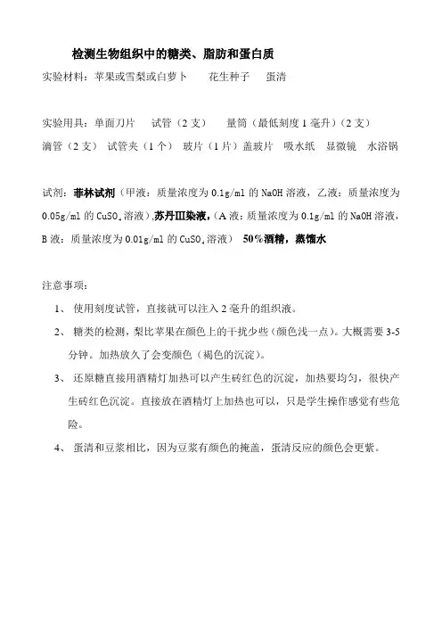 检测生物组织中的糖类