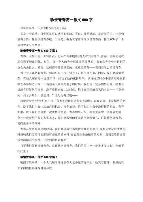 珍惜青春高一作文600字