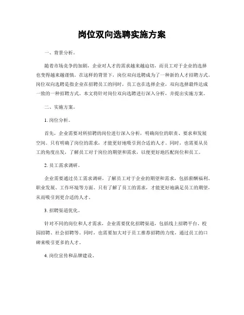 岗位双向选聘实施方案