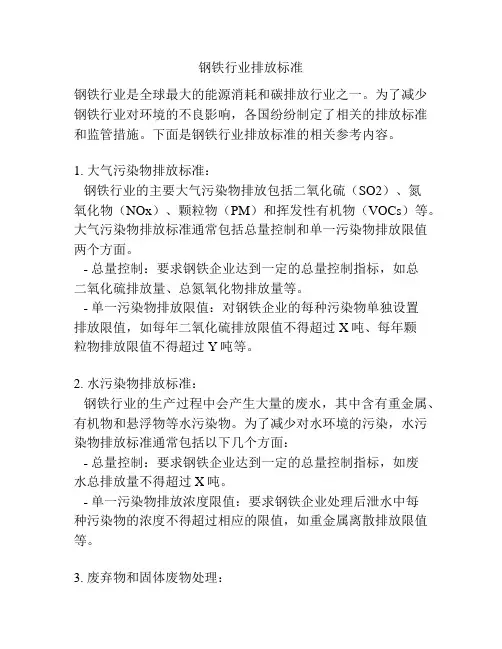 钢铁行业排放标准