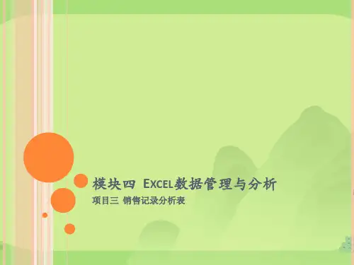 Excel数据管理与分析  项目三  销售记录分析表