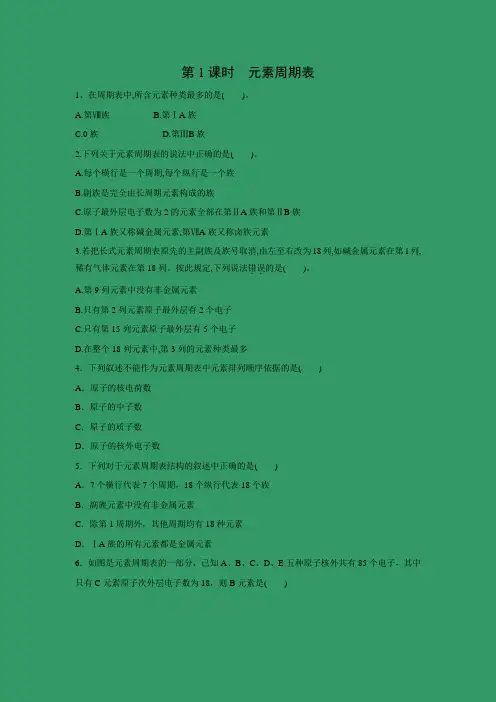 课时作业11：1.1.1 元素周期表