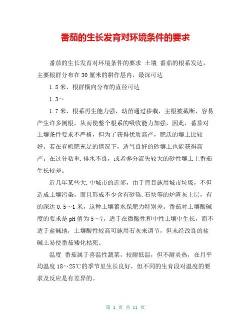 番茄的生长发育对环境条件的要求