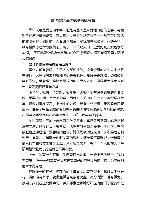 放飞梦想演讲稿发言稿五篇