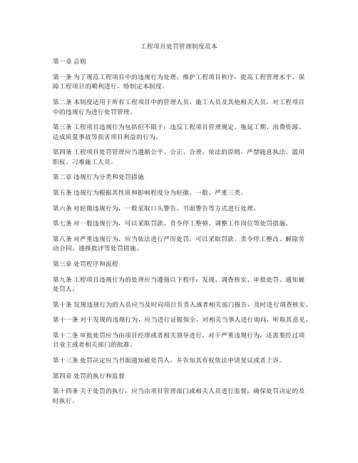 工程项目处罚管理制度范本