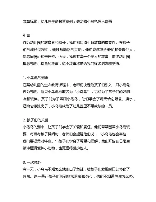 幼儿园生命教育案例：养宠物小乌龟感人故事