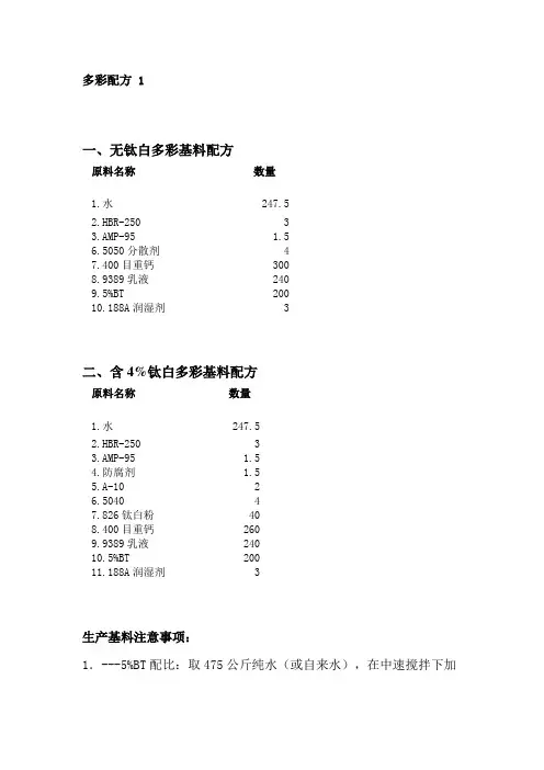 多彩参考配方