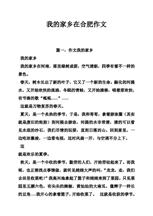 我的家乡在合肥作文