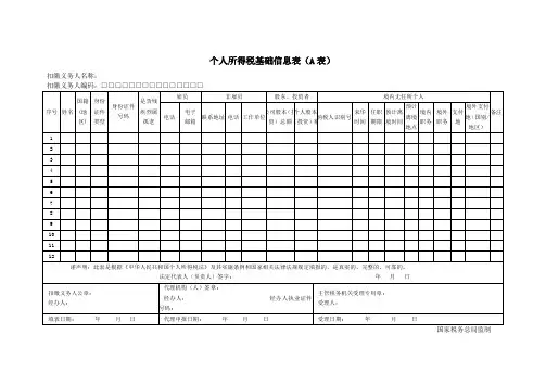 《个人所得税基础信息表(A表)》