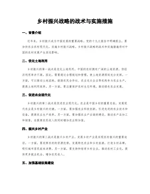 乡村振兴战略的战术与实施措施
