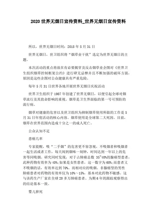 世界无烟日宣传资料