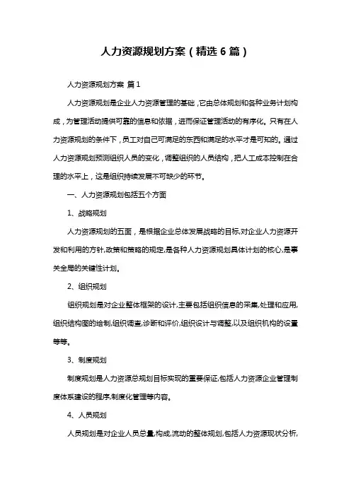 人力资源规划方案(精选6篇)