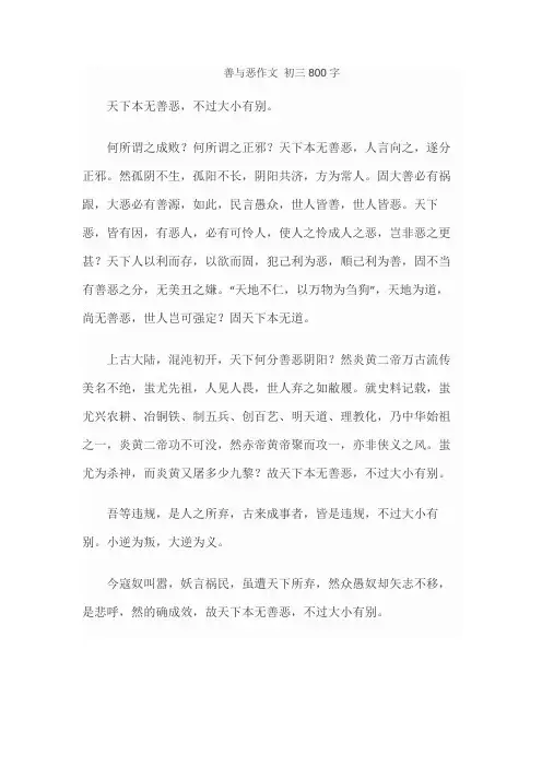 善与恶作文 初三800字