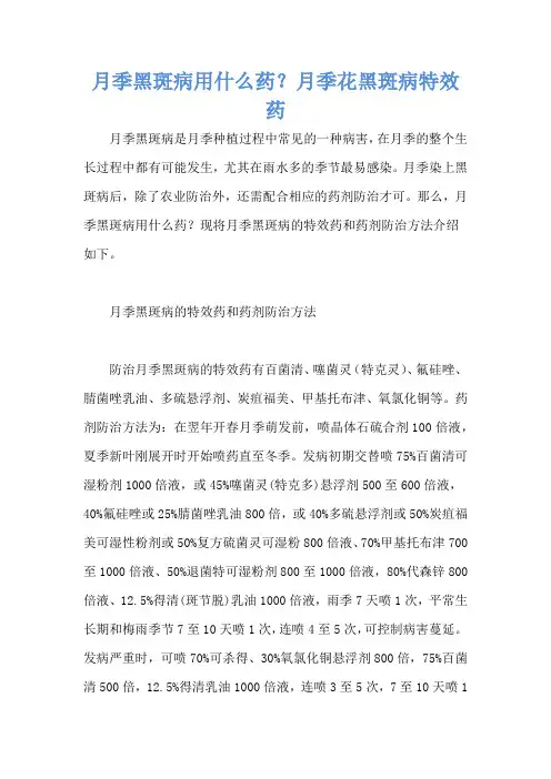 月季黑斑病用什么药？月季花黑斑病特效药
