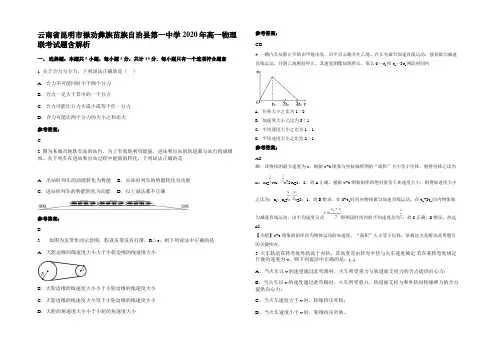 云南省昆明市禄劝彝族苗族自治县第一中学2020年高一物理联考试题含解析