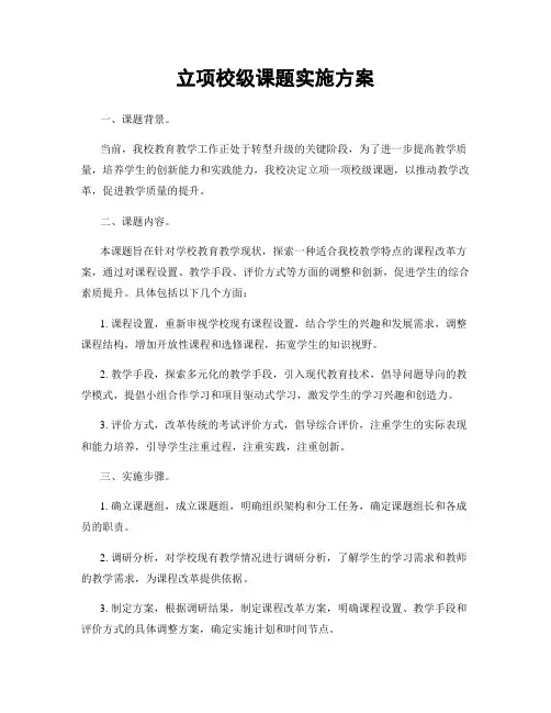 立项校级课题实施方案