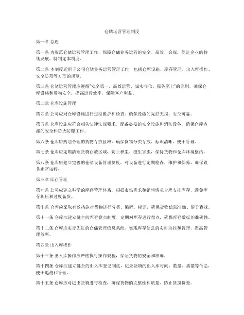 仓储运营管理制度