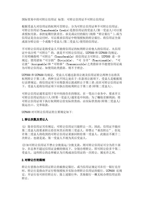 国际贸易中的可转让信用证