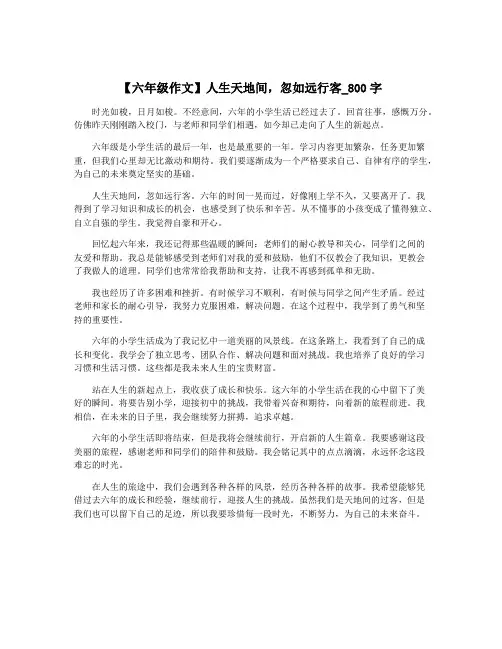 【六年级作文】人生天地间,忽如远行客_800字