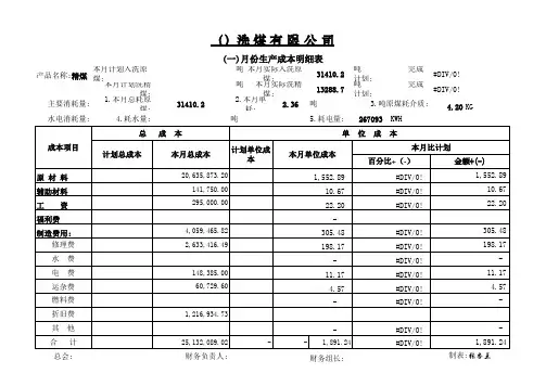 精煤生产成本明细表1
