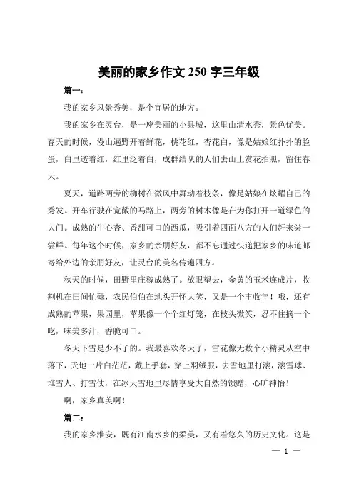 美丽的家乡作文250字三年级