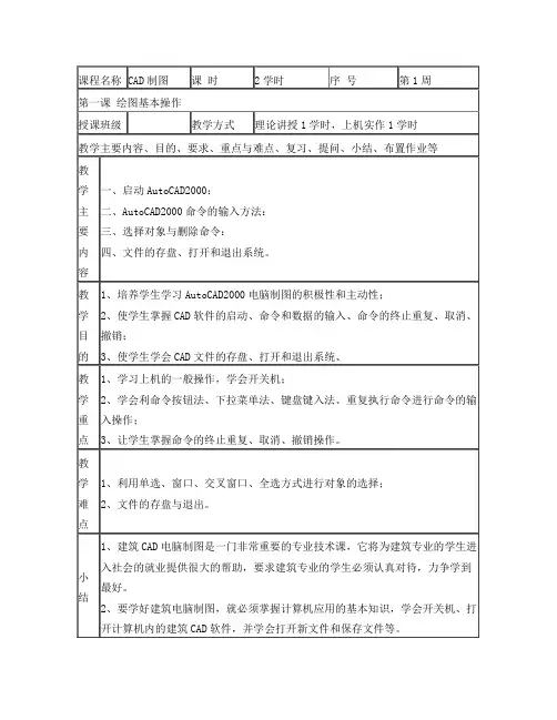 建筑CAD--集体备课教案