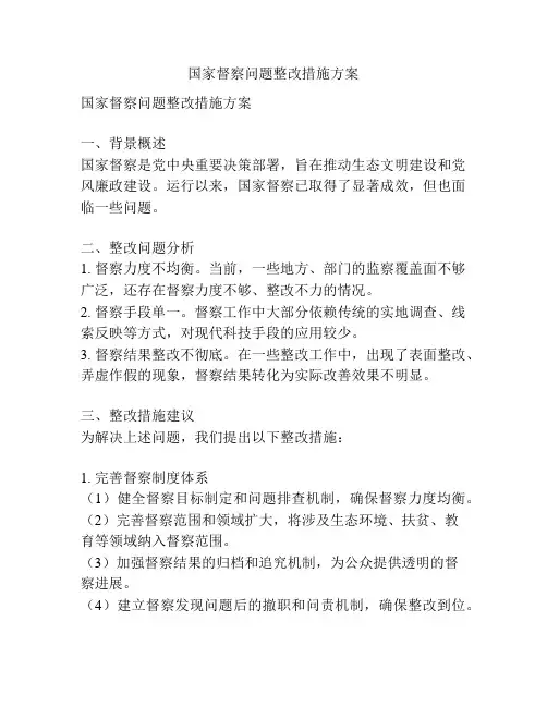 国家督察问题整改措施方案