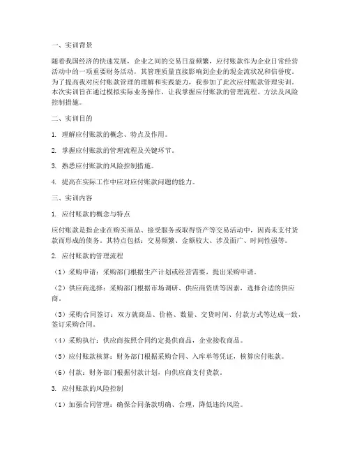 应付账款管理实训报告