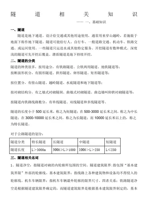隧道相关知识