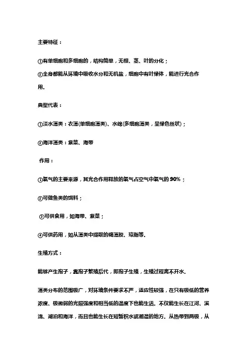 藻类形态构造及特点