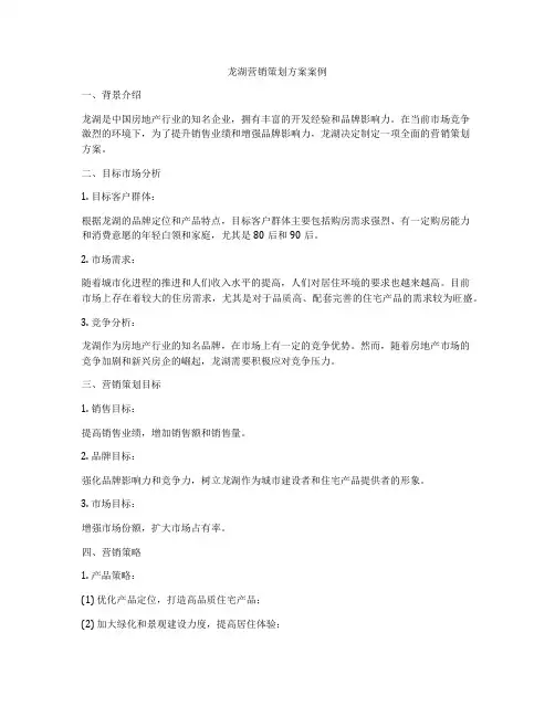 龙湖营销策划方案案例
