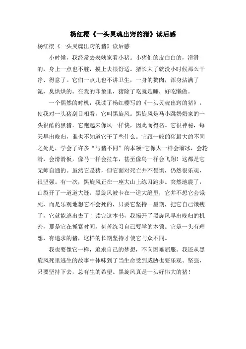 杨红樱《一头灵魂出窍的猪》读后感