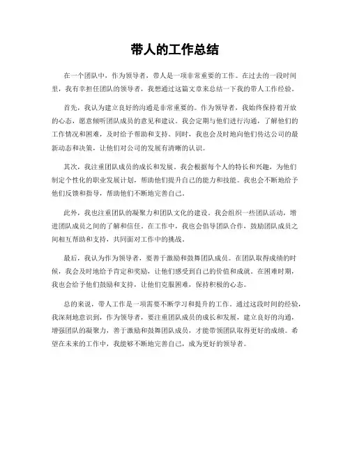 带人的工作总结