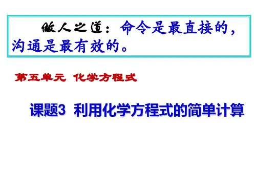 中考化学专题：利用化学方程式的简单计算