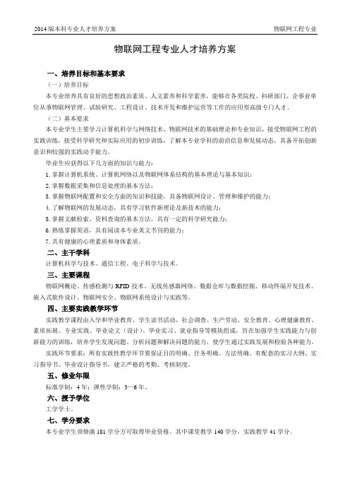 物联网工程专业人才培养方案